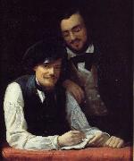 Franz Xaver Winterhalter Self Portrait of the Artist with his Brother, Hermann oil painting picture wholesale